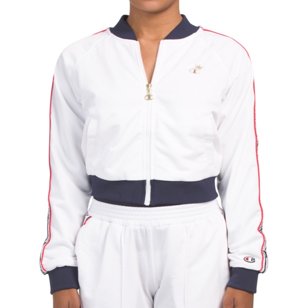 Champion white crop logo  track jacket size M